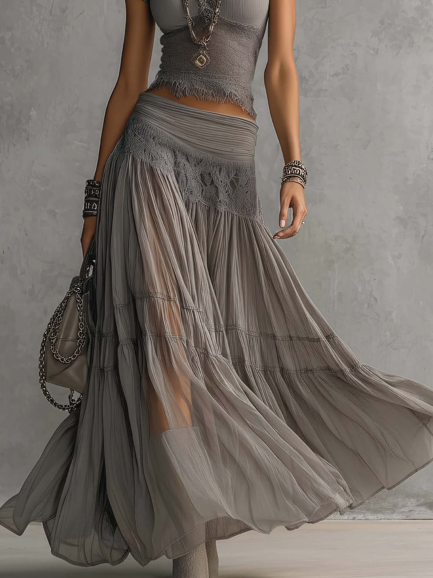 Rosalie | Set Maxi Elegante in Pizzo a Due Pezzi