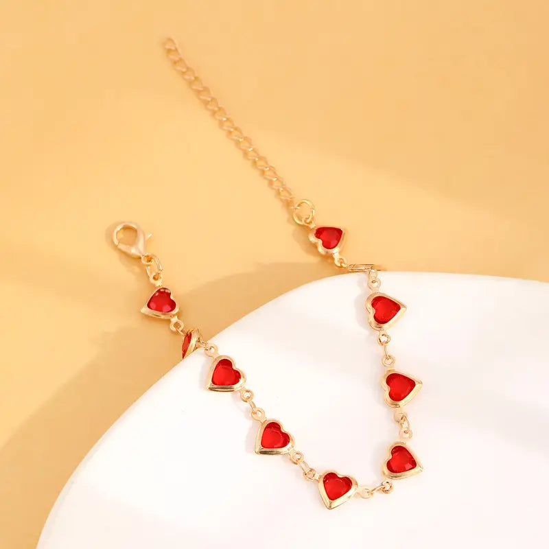 Bracciale a cuore in rubino dorato