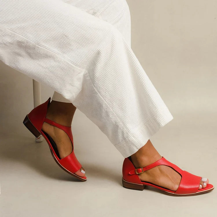 Sandali casual a punta cut-out con cinturino T