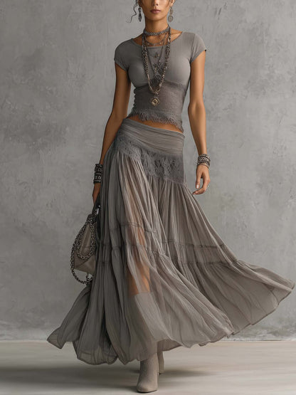 Rosalie | Set Maxi Elegante in Pizzo a Due Pezzi