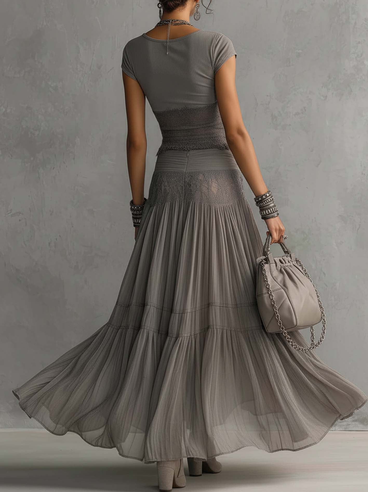 Rosalie | Set Maxi Elegante in Pizzo a Due Pezzi