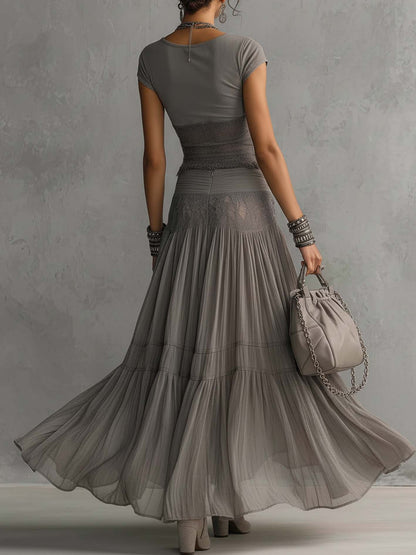 Rosalie | Set Maxi Elegante in Pizzo a Due Pezzi