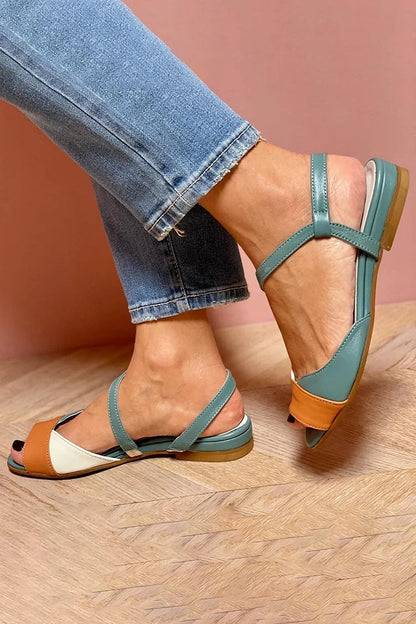Sandali slingback open toe trapuntati bicolore