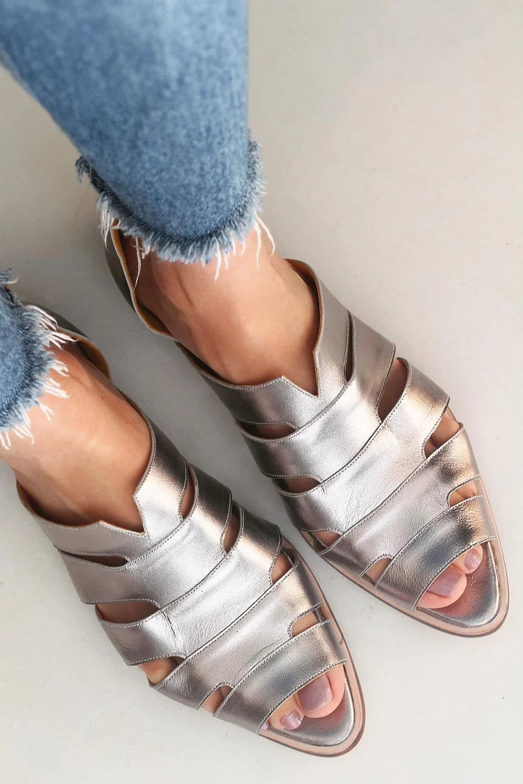 Ballerine a punta aperta con ritagli, slip-on, casual
