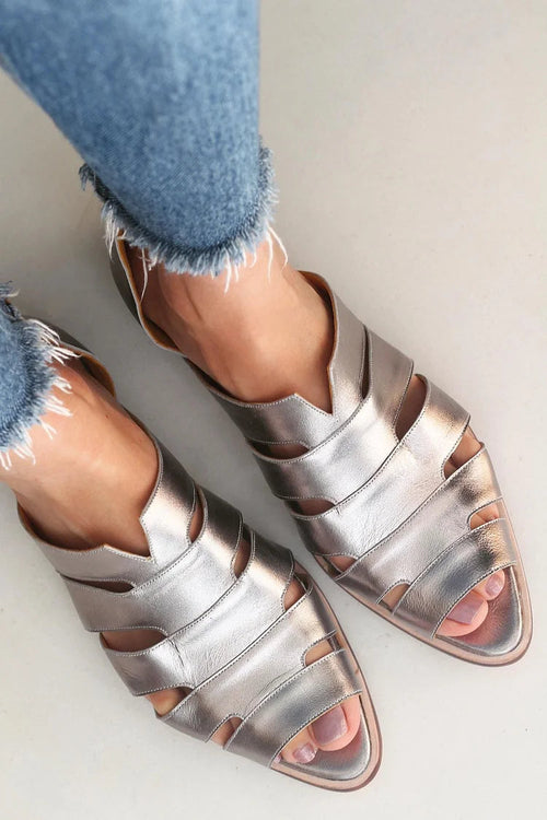 Ballerine a punta aperta con ritagli, slip-on, casual