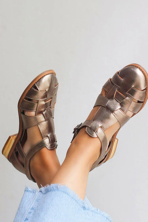 Ballerine metalliche brillanti color champagne a punta tonda