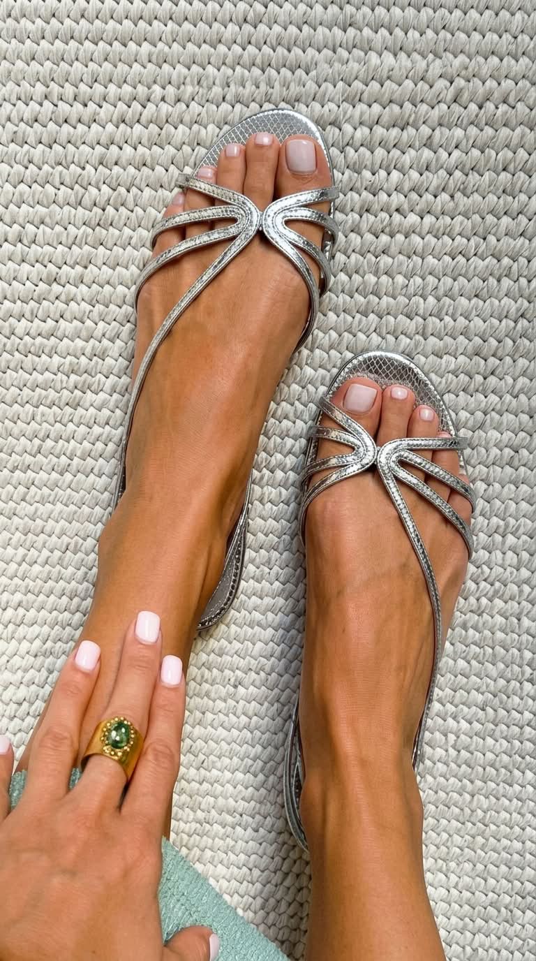 Sandali metallizzati effetto serpente con cinturini