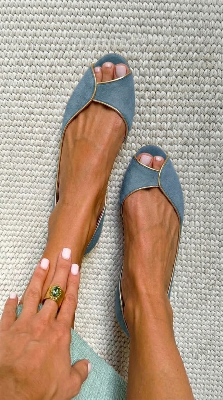 Ballerine d'Orsay in camoscio Beige e Oro
