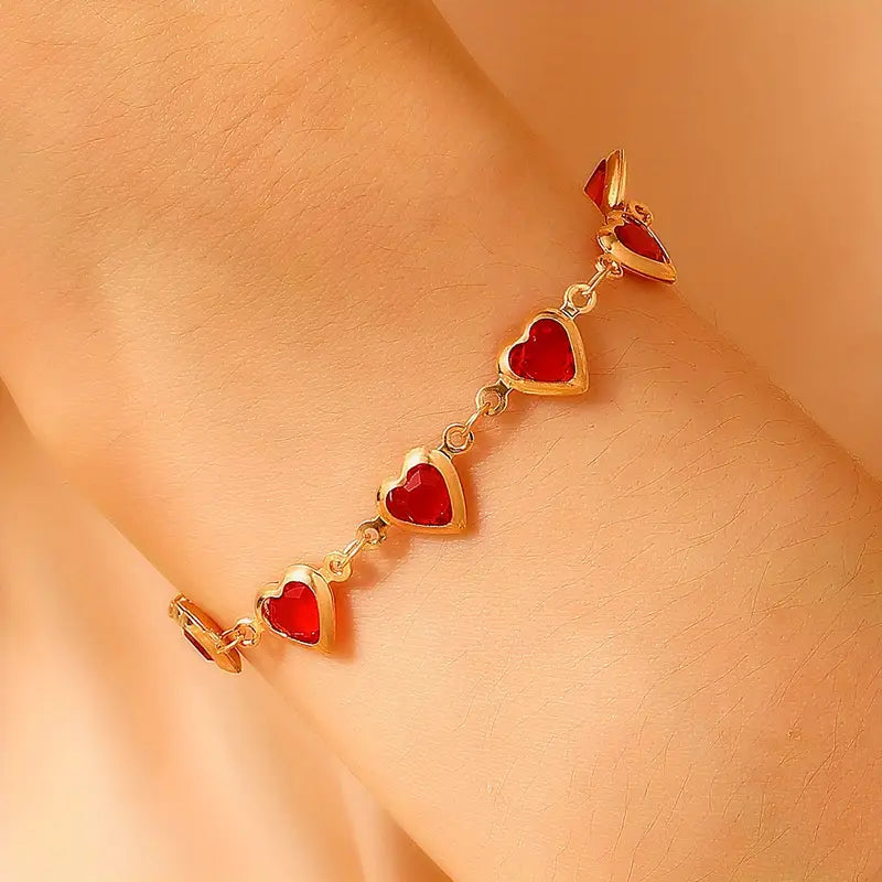 Bracciale a cuore in rubino dorato