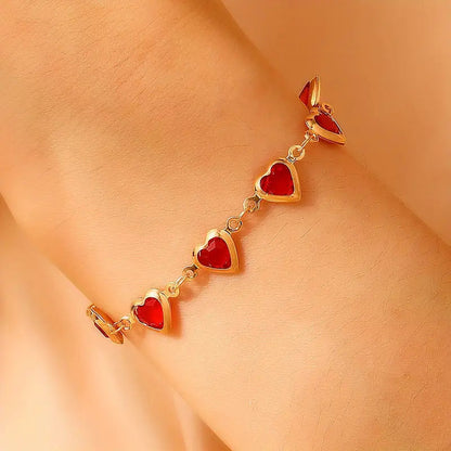 Bracciale a cuore in rubino dorato