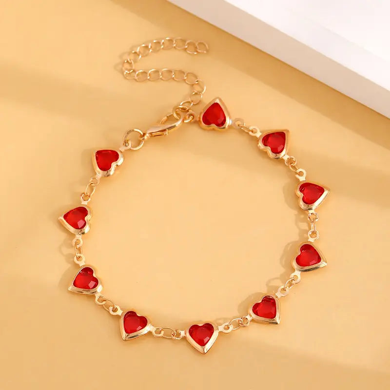 Bracciale a cuore in rubino dorato