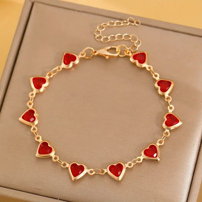 Bracciale a cuore in rubino dorato
