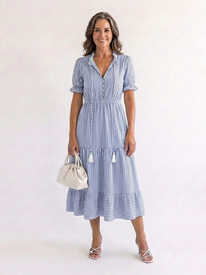 Dakota | Abito midi a righe con maniche corte