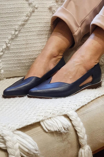 Ballerine slip-on casual Blu Marino a punta