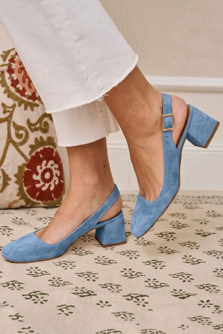 Talons slingback chunky kaki a punta quadrata con fibbia
