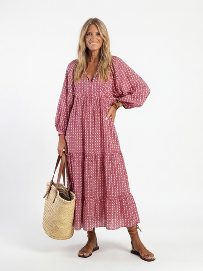 Arlette | Abito midi geometrico con maniche lunghe