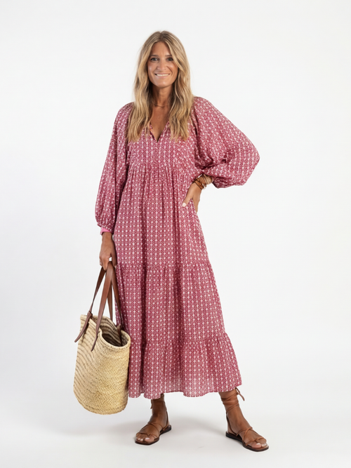 Arlette | Abito midi geometrico con maniche lunghe
