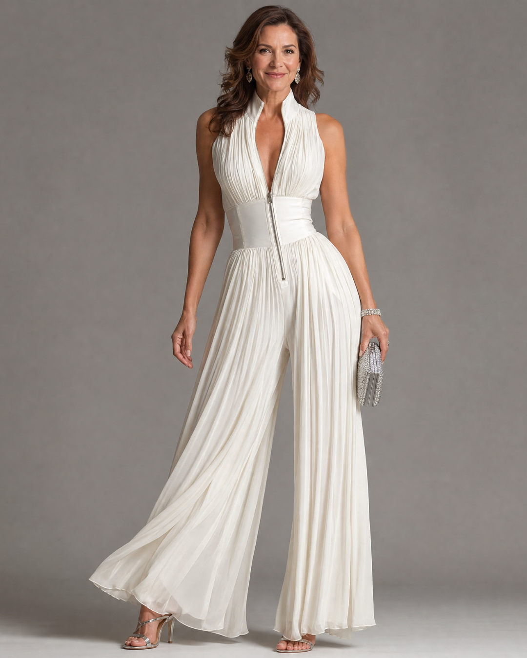 Zaria | Tuta Ampia con Scollo Halter Plissettato