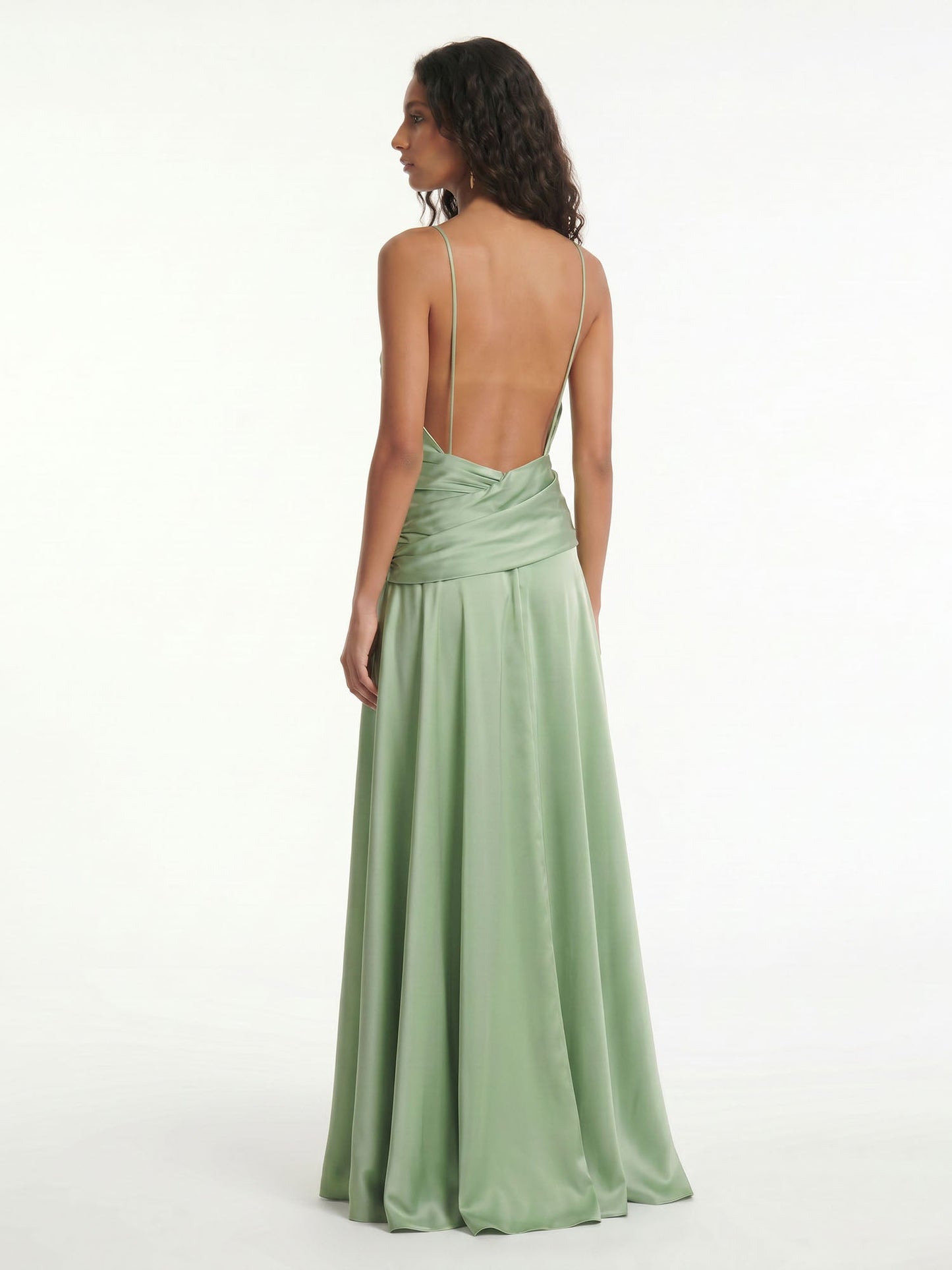 Vestito Maxi Avvolgente Halter in Verde Salvia