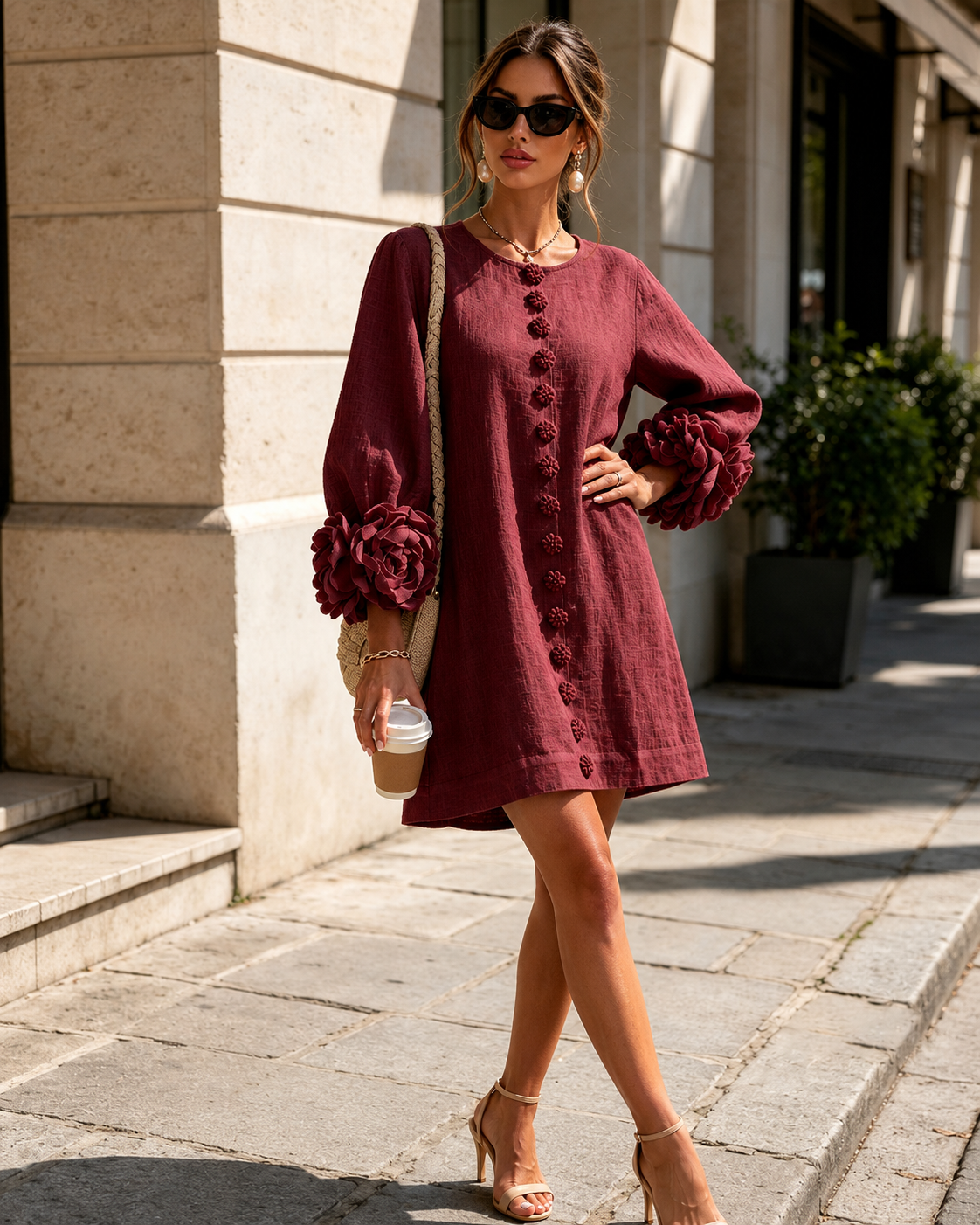 Anna™ | Mini abito con maniche floreali e copertura per la pancia