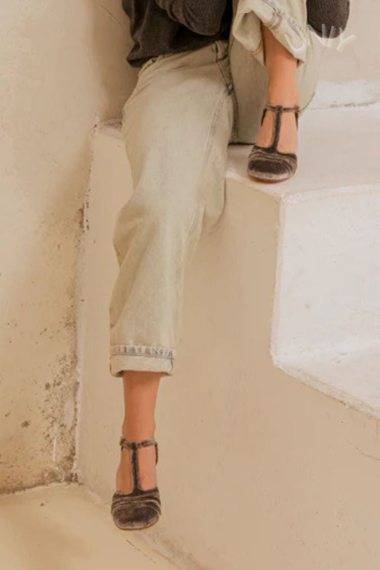 Scarpe con tacco largo in velluto cut-out con fibbia e cinturino a T