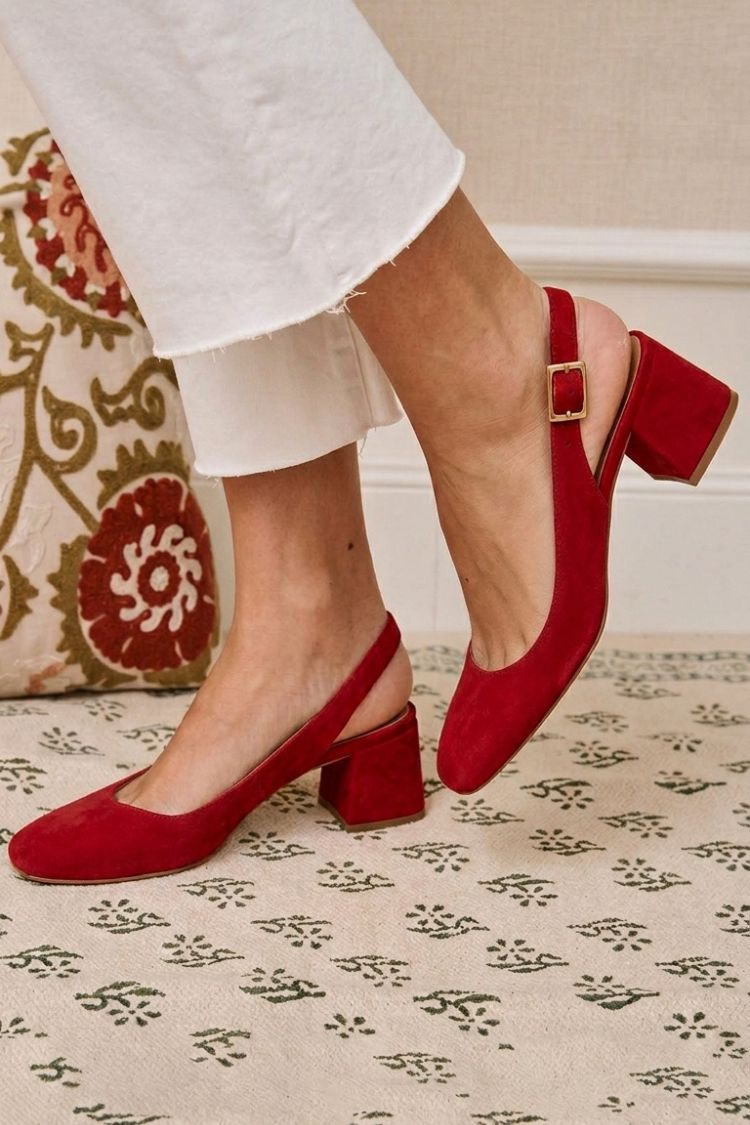 Talons slingback chunky kaki a punta quadrata con fibbia