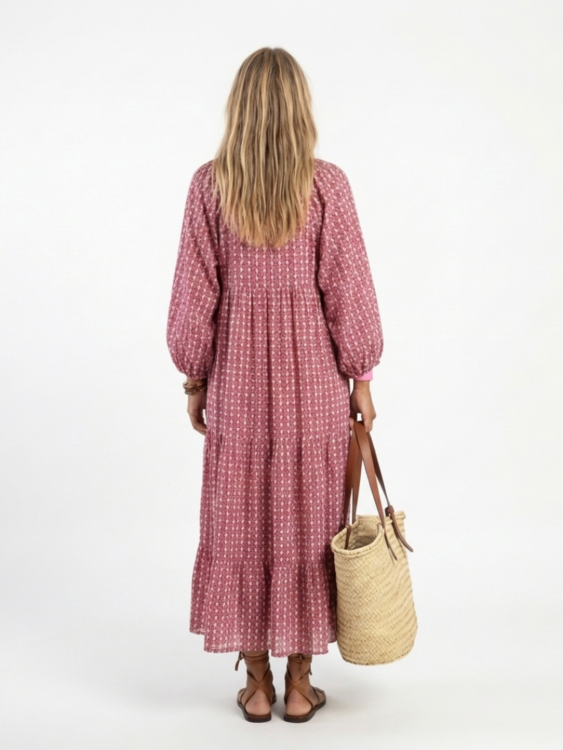 Arlette | Abito midi geometrico con maniche lunghe