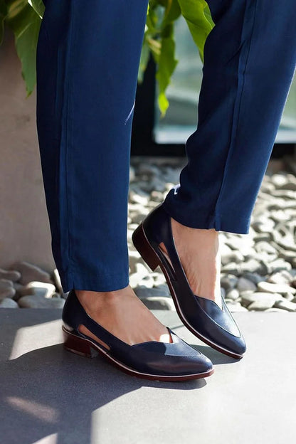 Ballerine slip-on casual Blu Marino a punta