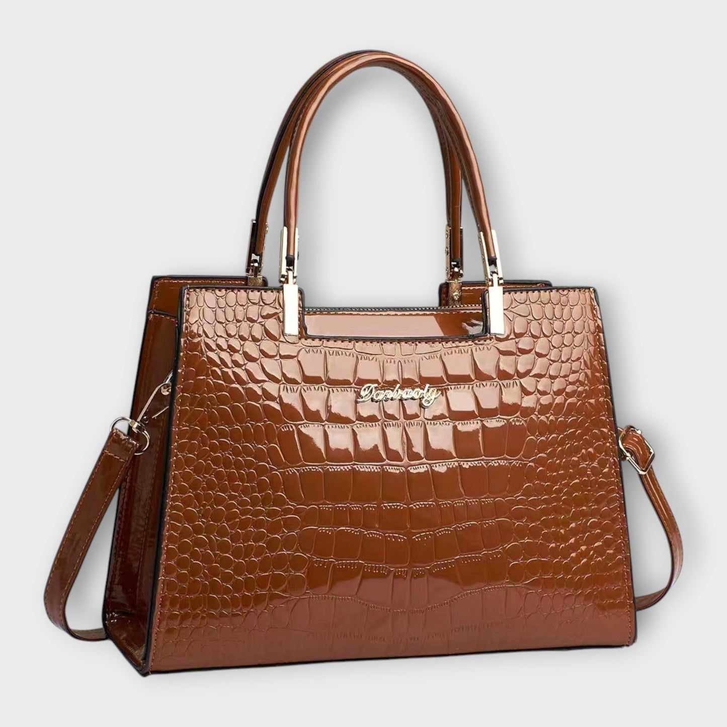 Borsa a Mano Effetto Coccodrillo Lucido