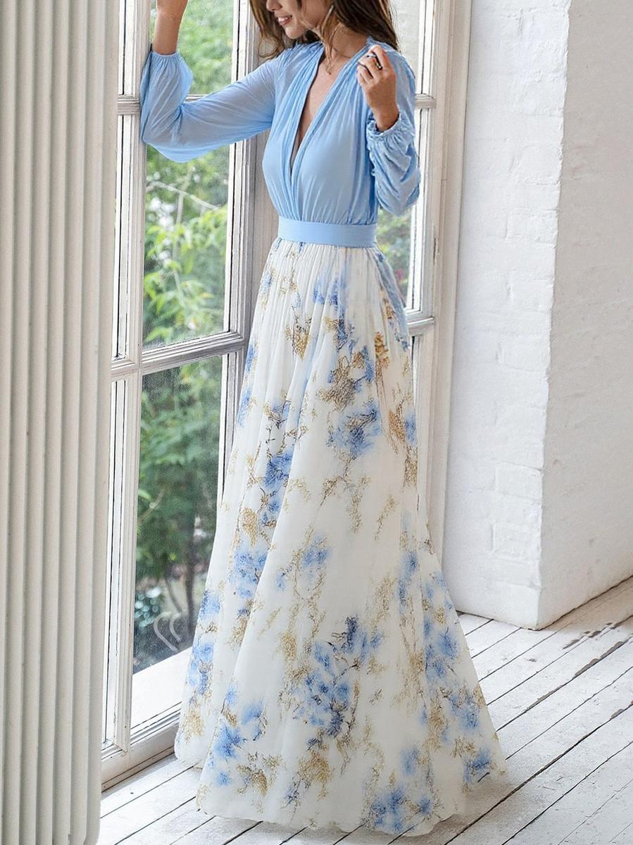 Abito Maxi con Fantasia Floreale