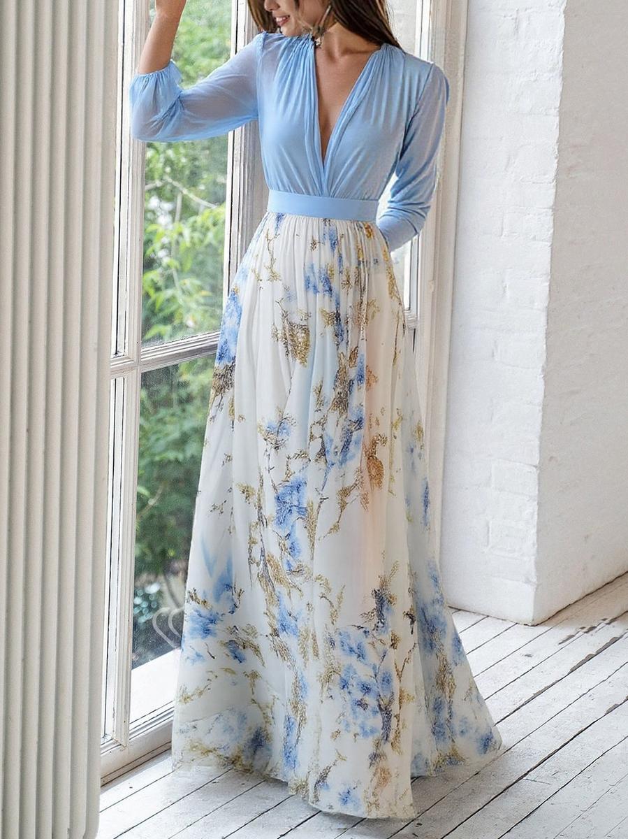 Abito Maxi con Fantasia Floreale