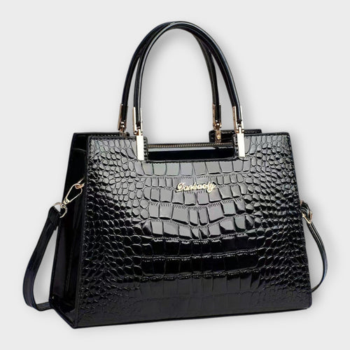 Borsa a Mano Effetto Coccodrillo Lucido