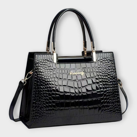 Borsa a Mano Effetto Coccodrillo Lucido