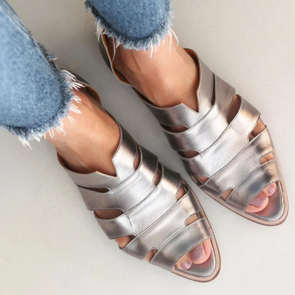 Ballerine a punta aperta con ritagli, slip-on, casual