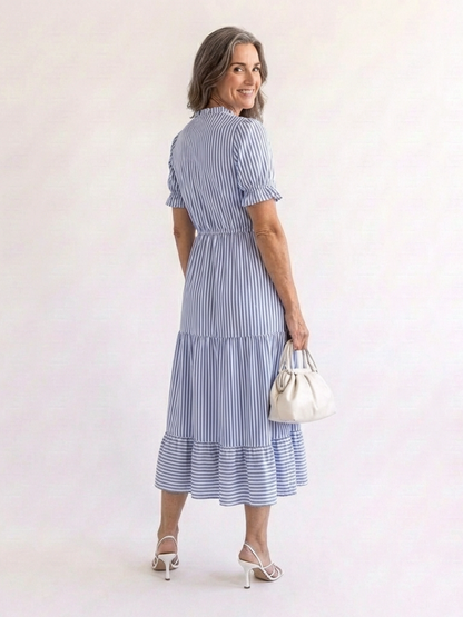 Dakota | Abito midi a righe con maniche corte