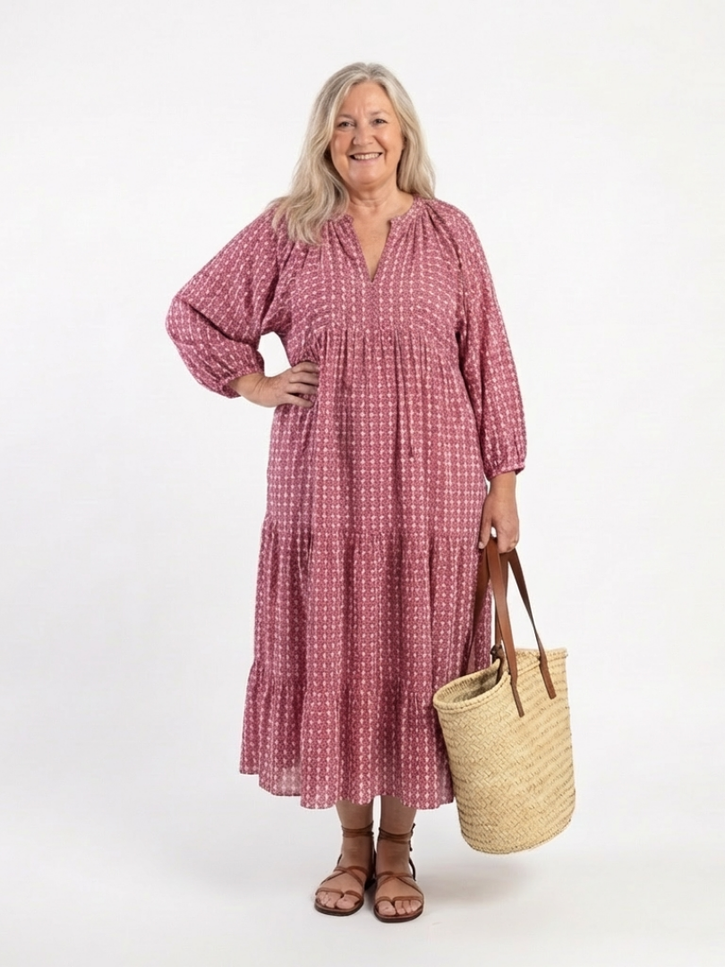 Arlette | Abito midi geometrico con maniche lunghe