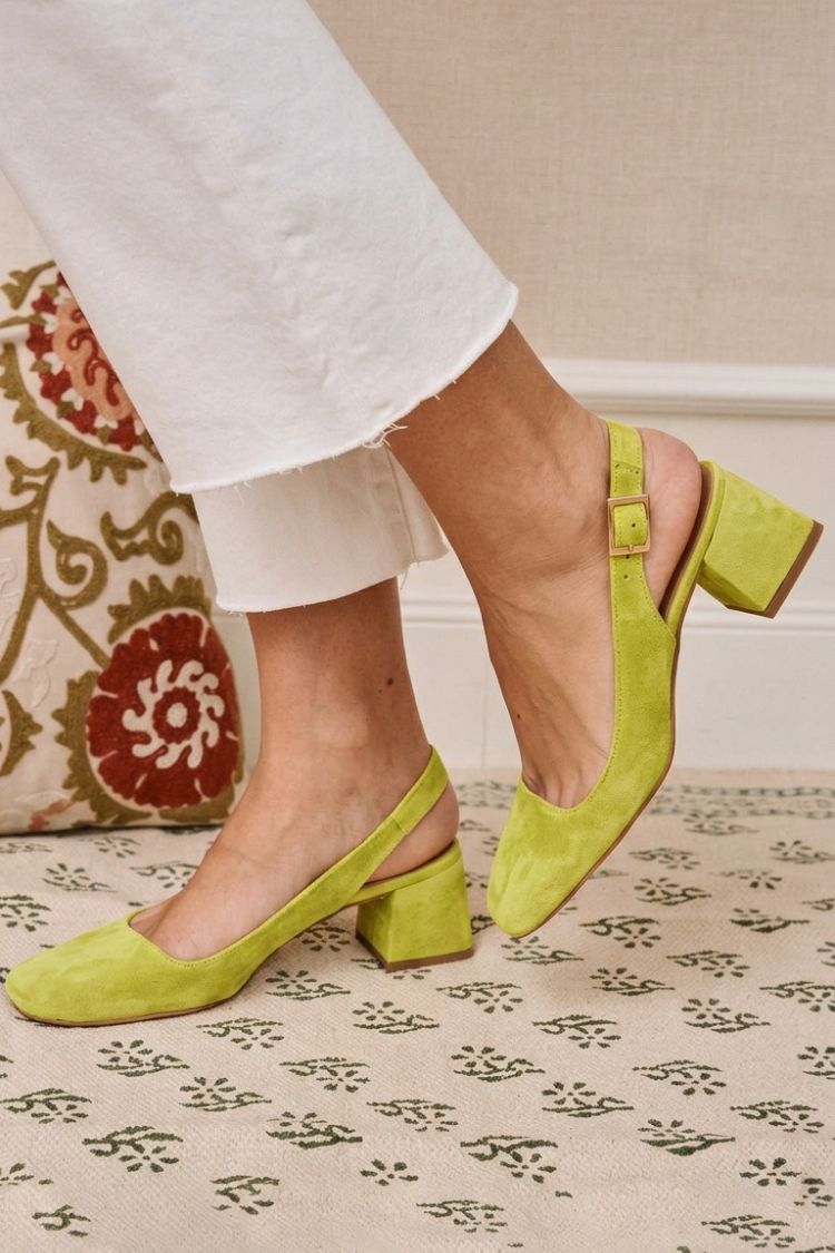 Talons slingback chunky kaki a punta quadrata con fibbia