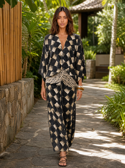 Kimono Maxi con motivo astratto