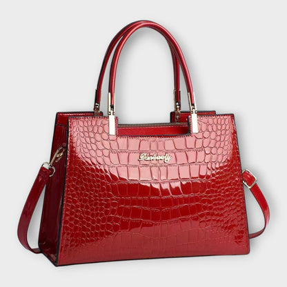 Borsa a Mano Effetto Coccodrillo Lucido