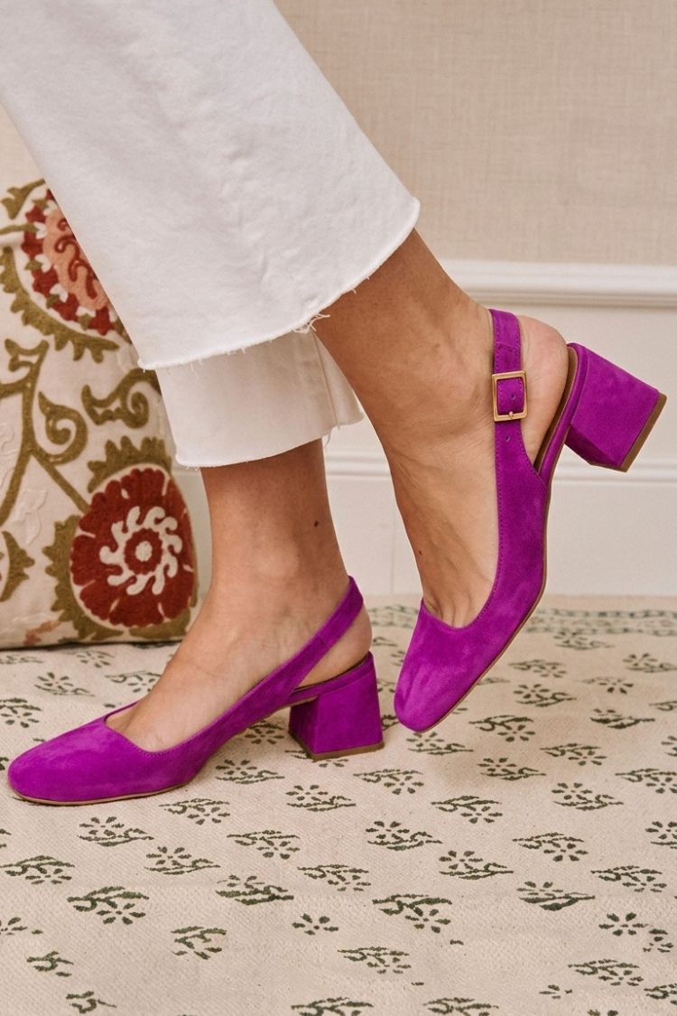 Talons slingback chunky kaki a punta quadrata con fibbia