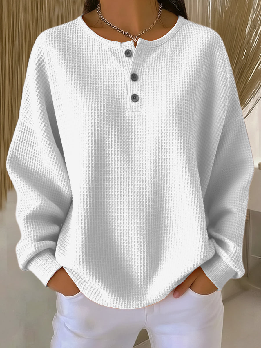 Mirabel™ | Comoda Felpa Waffle con Collo a Henley