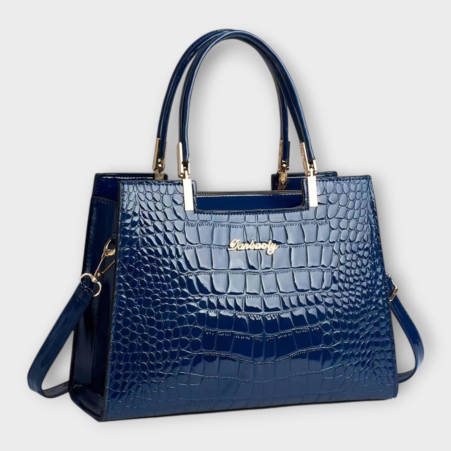 Borsa a Mano Effetto Coccodrillo Lucido