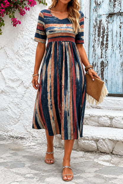 Marloes™ | Abito Midi Fluido a Righe