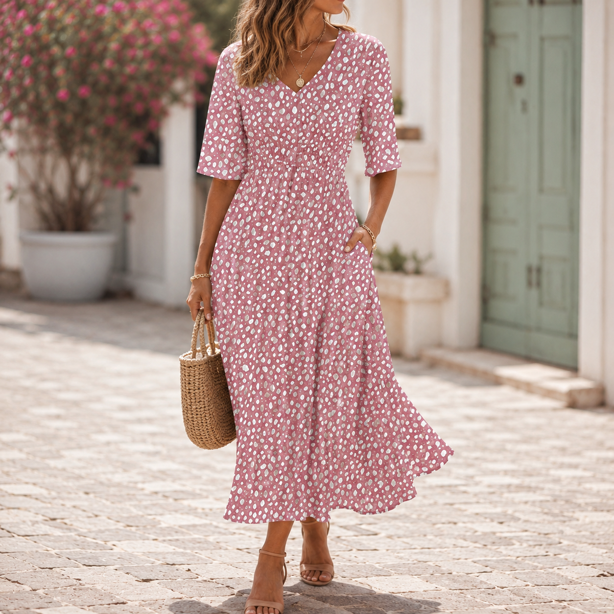 Tess™ | Elegante abito midi con design che snellisce la silhouette