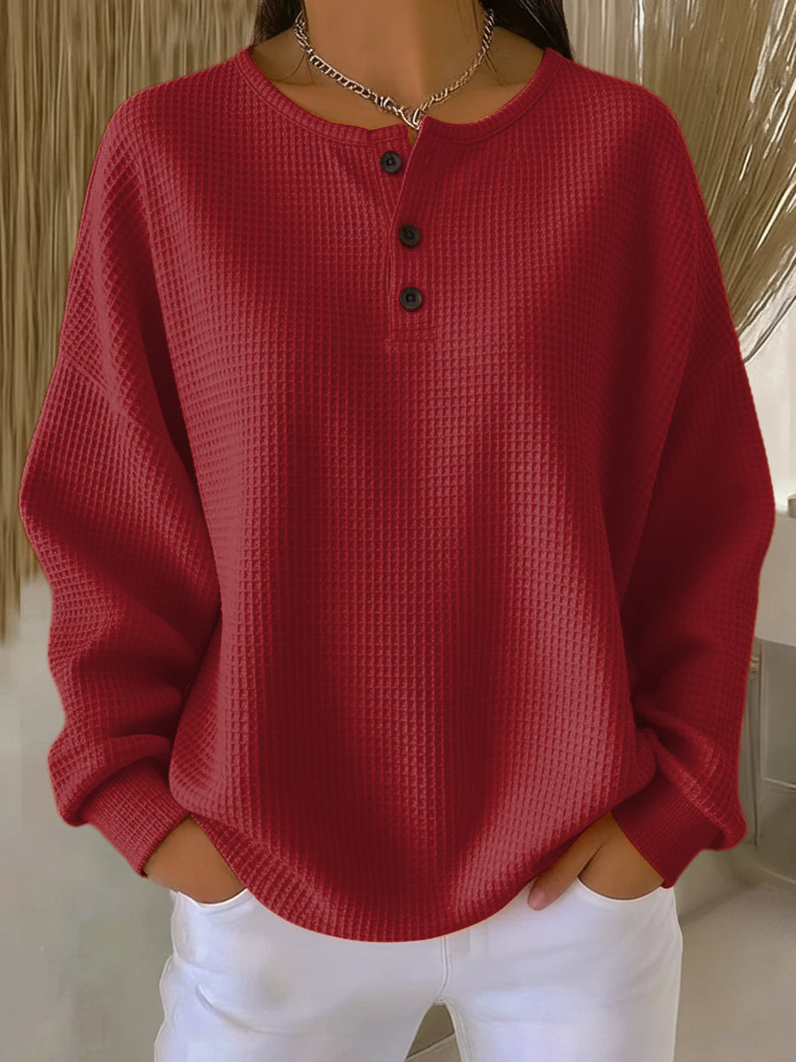 Mirabel™ | Comoda Felpa Waffle con Collo a Henley