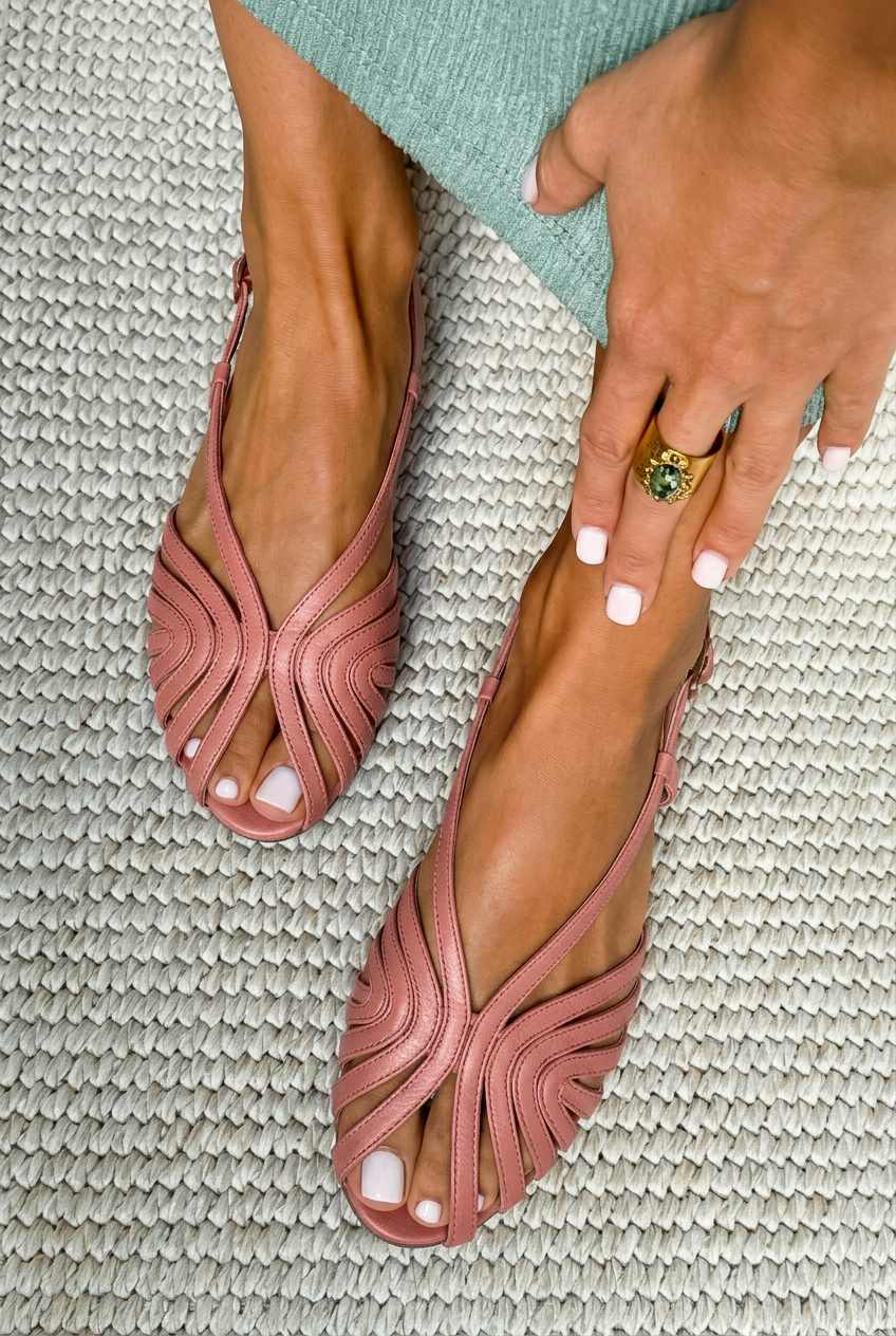 Sandali rossi in pelle con cinturini, peep toe, bassi, estivi