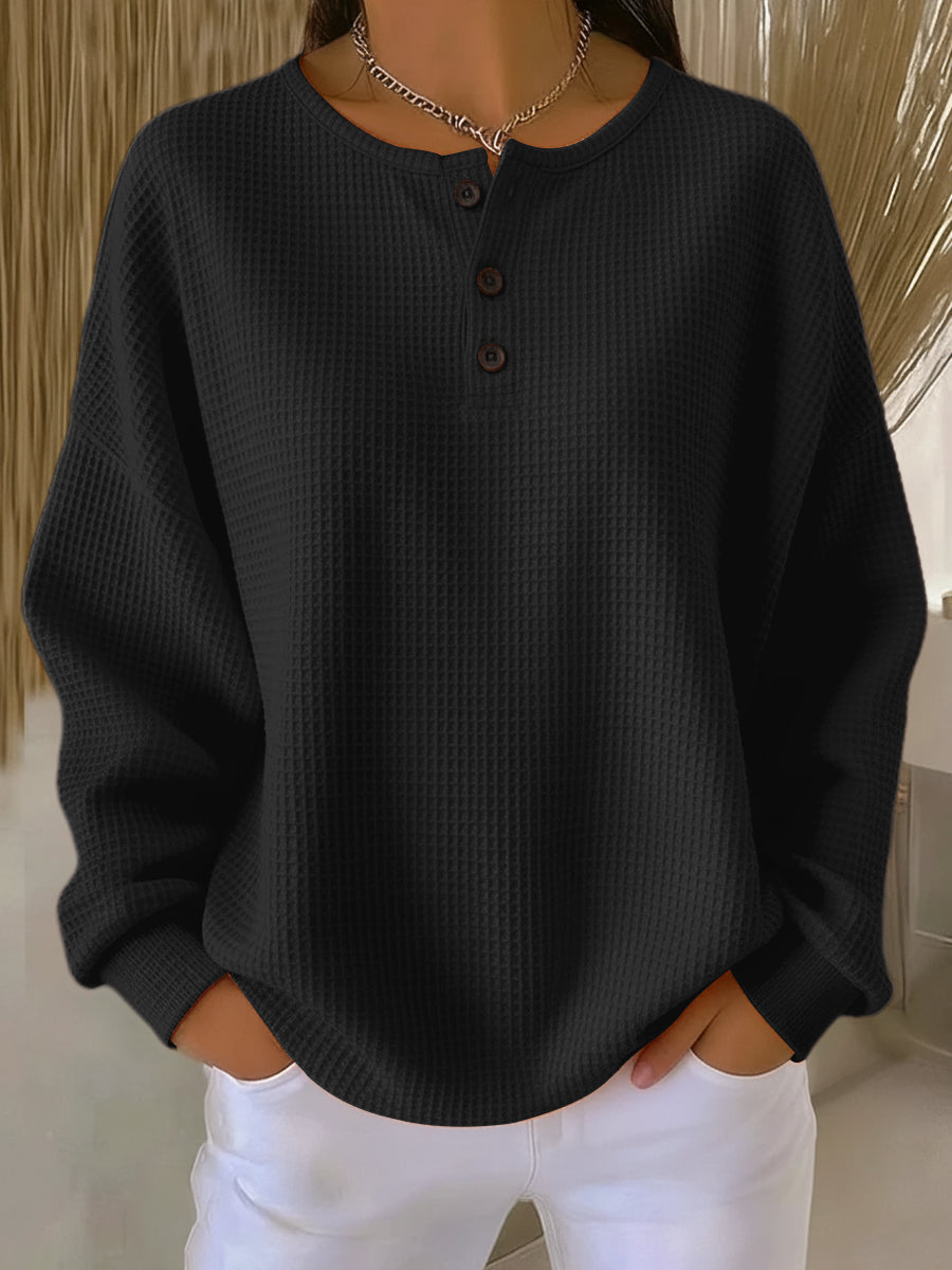 Mirabel™ | Comoda Felpa Waffle con Collo a Henley
