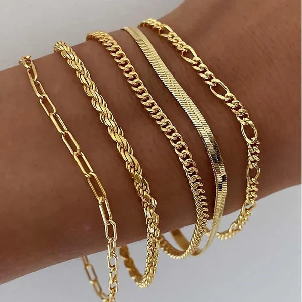 Set di 5 braccialetti in oro