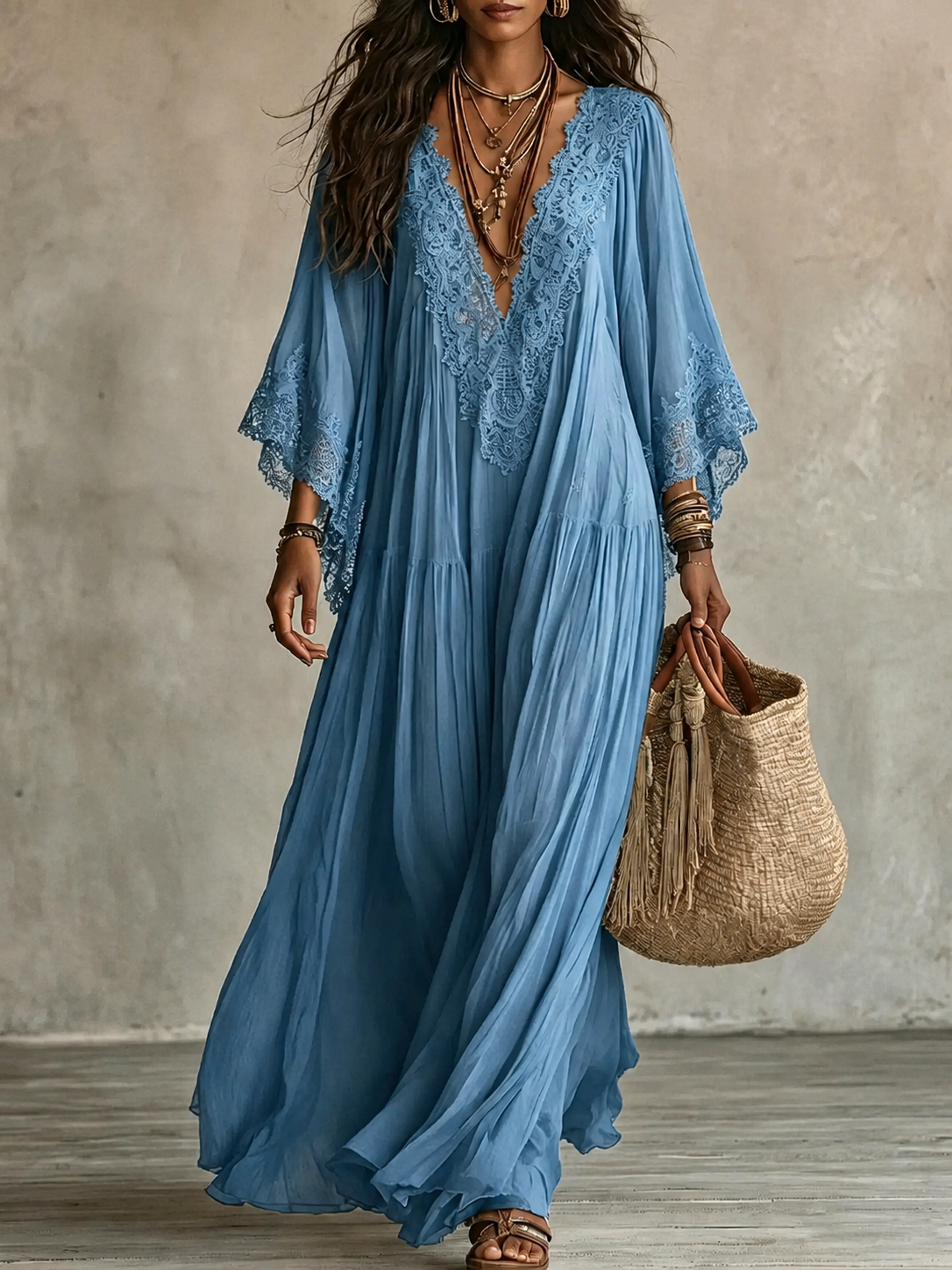 Liora | Abito Bohemien in Pizzo che Nasconde la Pancia