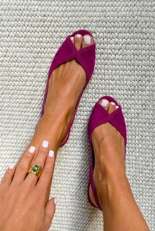 Ballerine slingback a punta aperta in camoscio fucsia chic